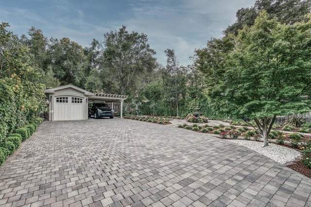 garage with a carport