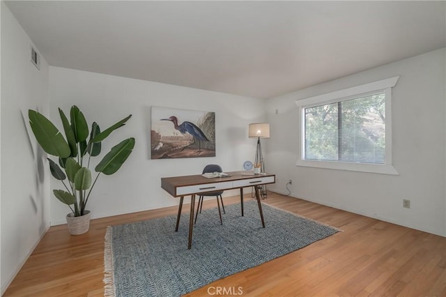 office space featuring light hardwood / wood-style flooring