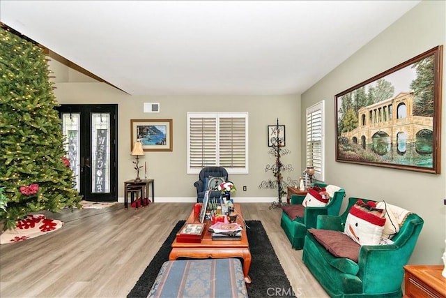 living room with hardwood / wood-style floors