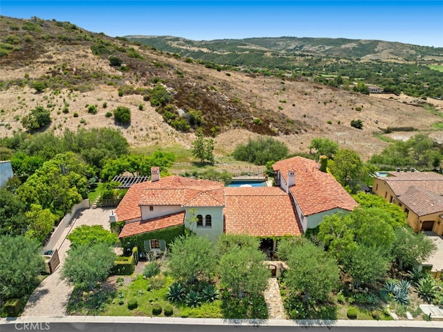 aerial view featuring a mountain view