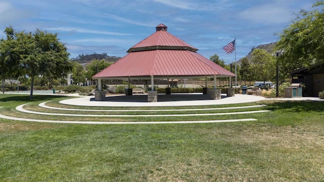 view of community with a gazebo and a yard