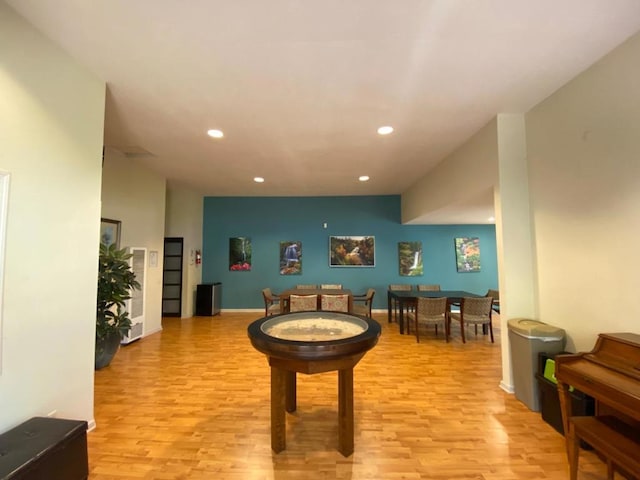 interior space with light hardwood / wood-style flooring