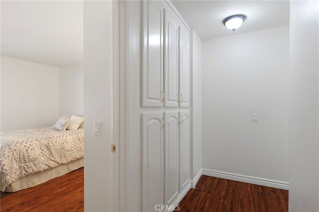 interior space featuring a closet and dark hardwood / wood-style floors