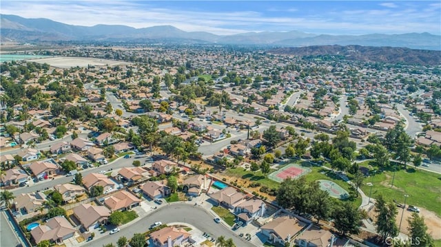 bird's eye view with a mountain view