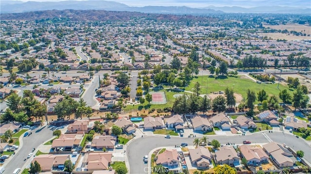 bird's eye view with a mountain view