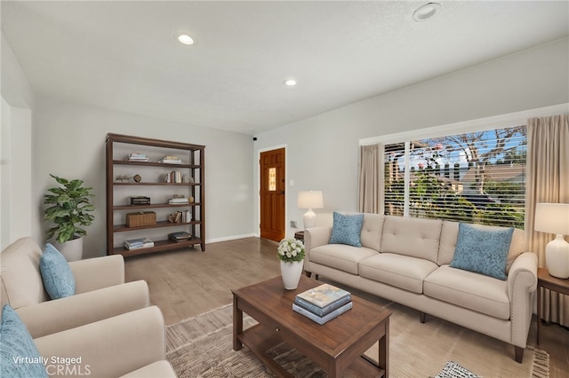 living room featuring light hardwood / wood-style floors