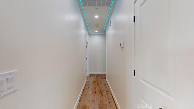 hall featuring light hardwood / wood-style flooring