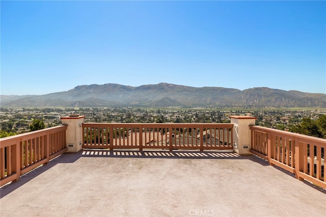 view of patio featuring a mountain view