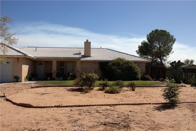 exterior space with a garage