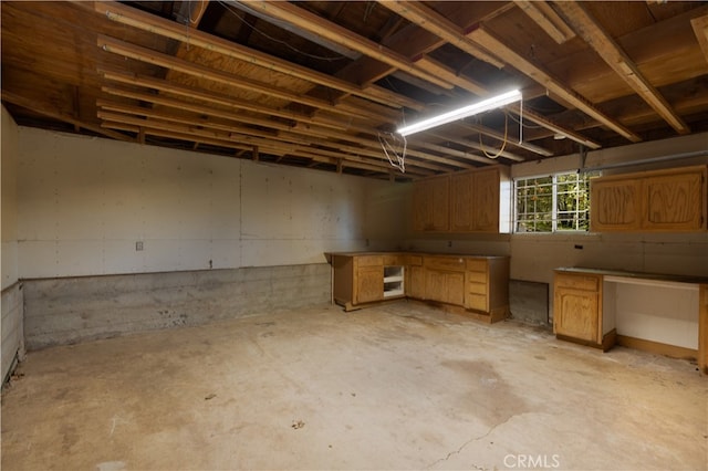 basement with built in desk