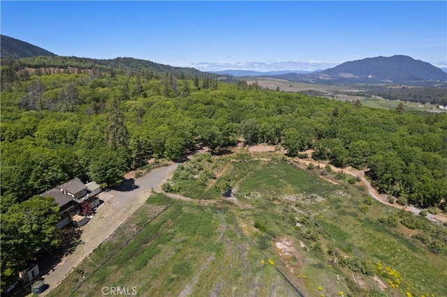 bird's eye view with a mountain view