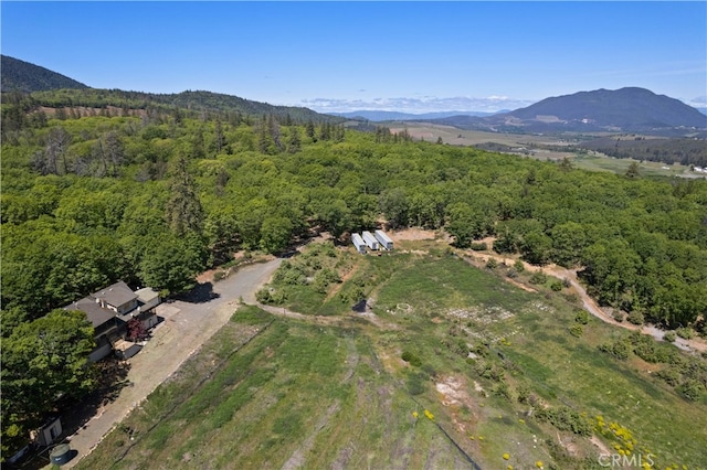 bird's eye view with a mountain view