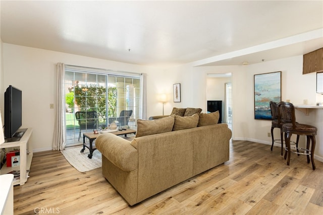 living room featuring light hardwood / wood-style floors