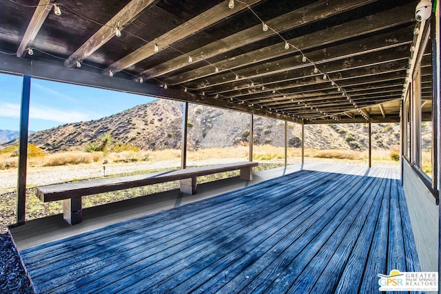 deck featuring a mountain view