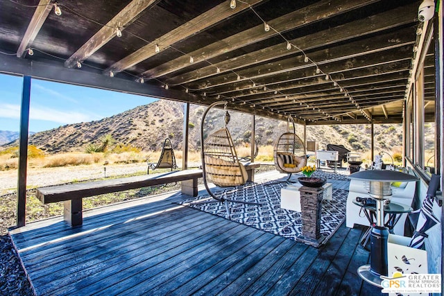 deck featuring a mountain view