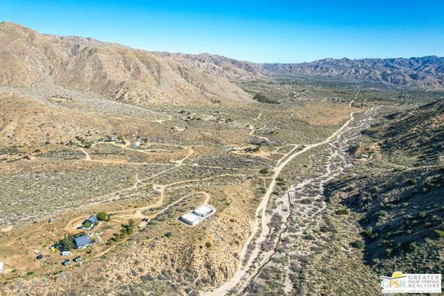 drone / aerial view with a mountain view