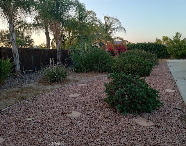 view of yard at dusk