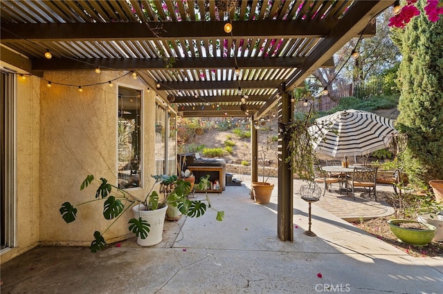 view of patio / terrace featuring a pergola