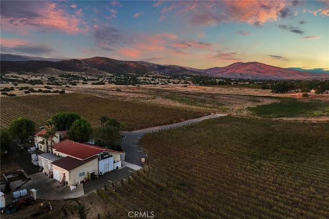 bird's eye view with a mountain view and a rural view