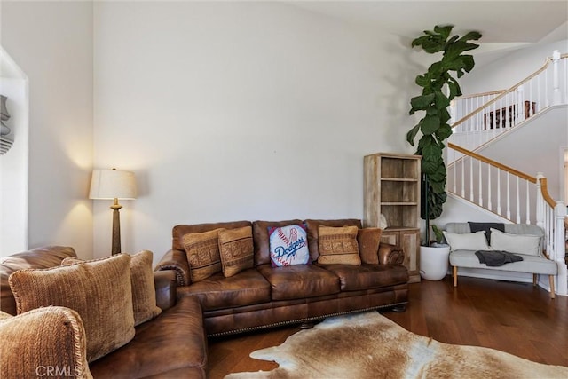 living room featuring dark hardwood / wood-style floors