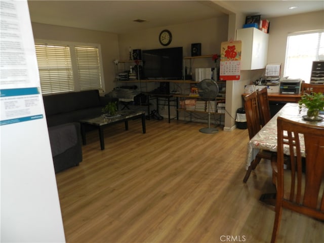 living room with hardwood / wood-style flooring