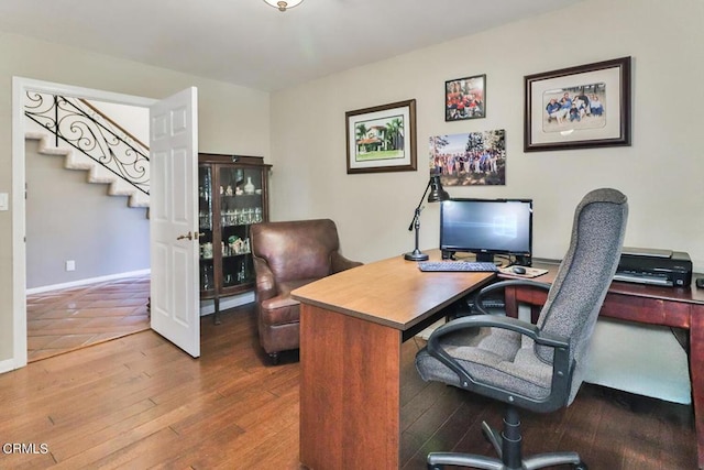 office area featuring wood-type flooring