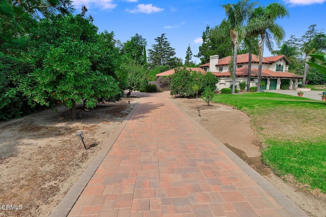 view of property's community with a lawn