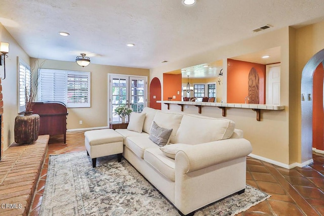 view of tiled living room