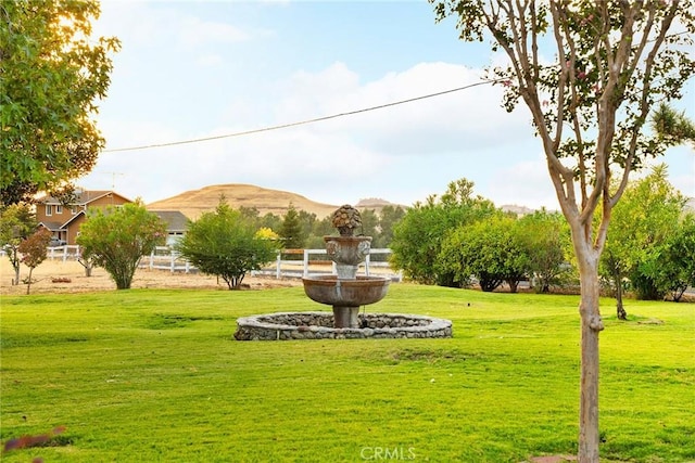 view of yard featuring a mountain view