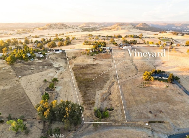 drone / aerial view with a rural view and a mountain view