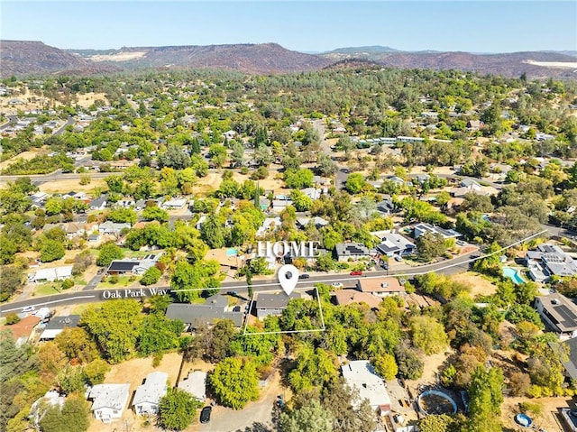 aerial view with a mountain view