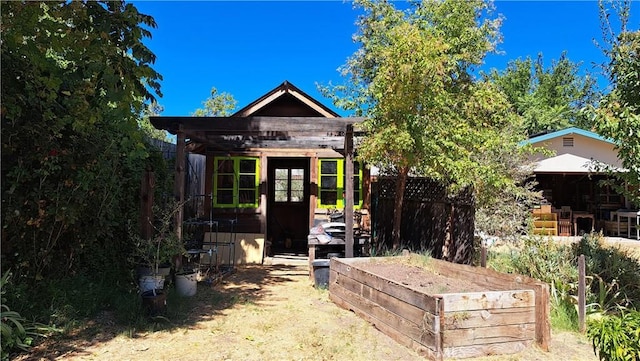 exterior space with a garden