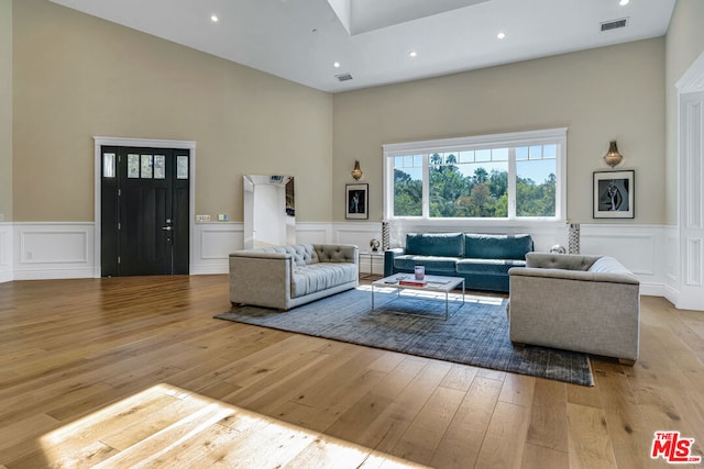 living room featuring light hardwood / wood-style flooring