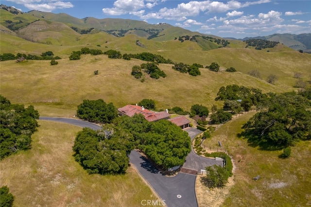 aerial view with a mountain view