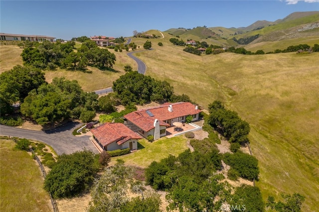 drone / aerial view with a mountain view