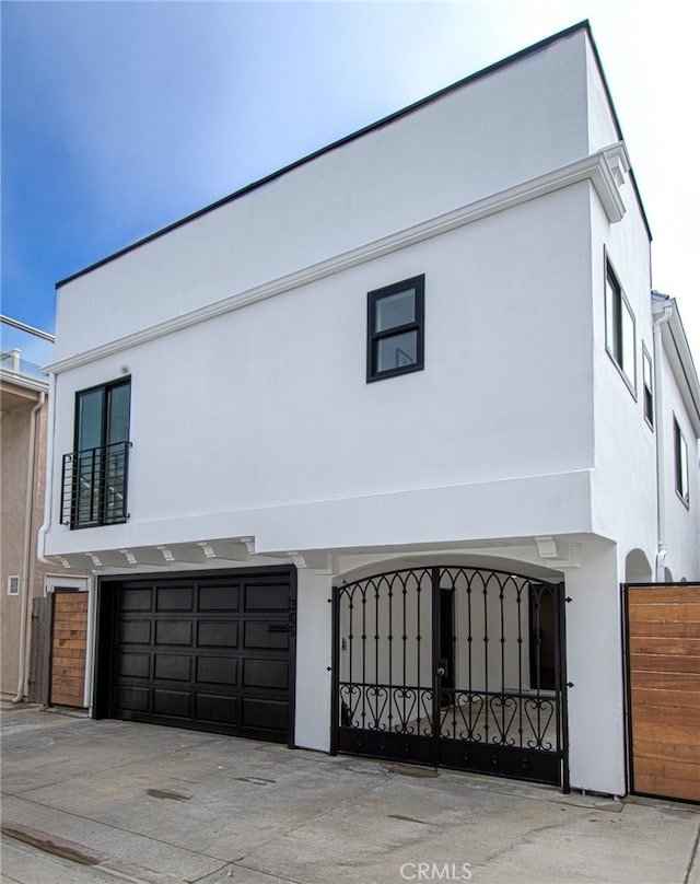 exterior space featuring a garage