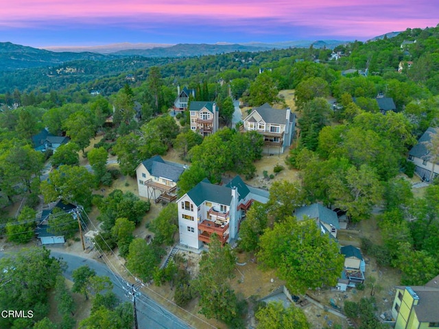 view of aerial view at dusk