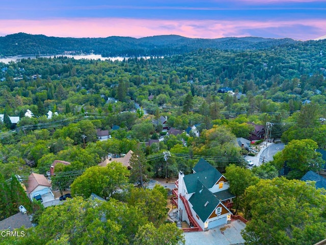 view of aerial view at dusk