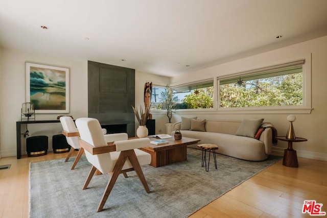 living room featuring light hardwood / wood-style floors