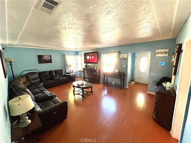 living room with hardwood / wood-style flooring