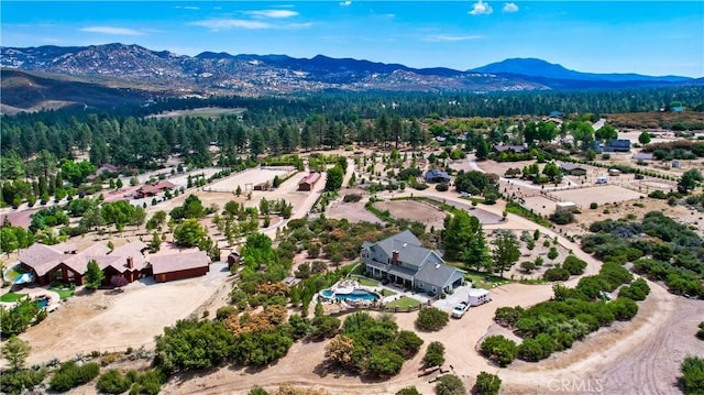 bird's eye view with a mountain view