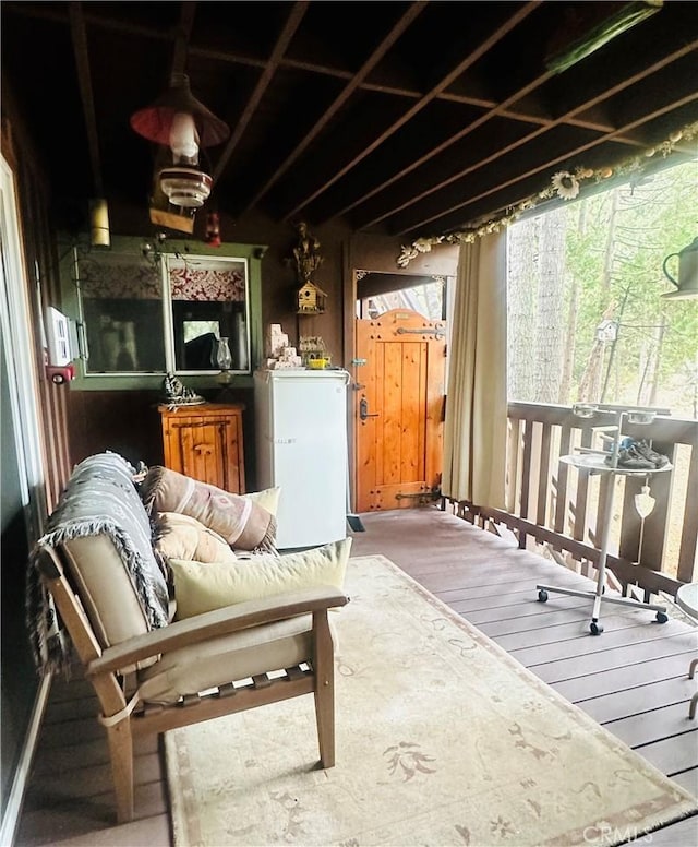 interior space with covered porch