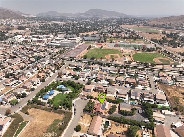 bird's eye view featuring a mountain view