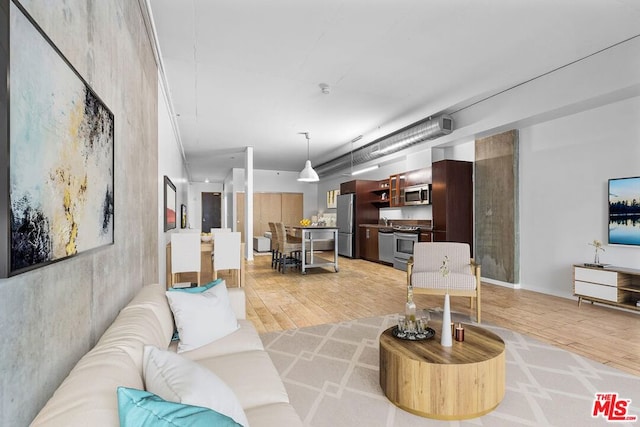 living room featuring light hardwood / wood-style flooring