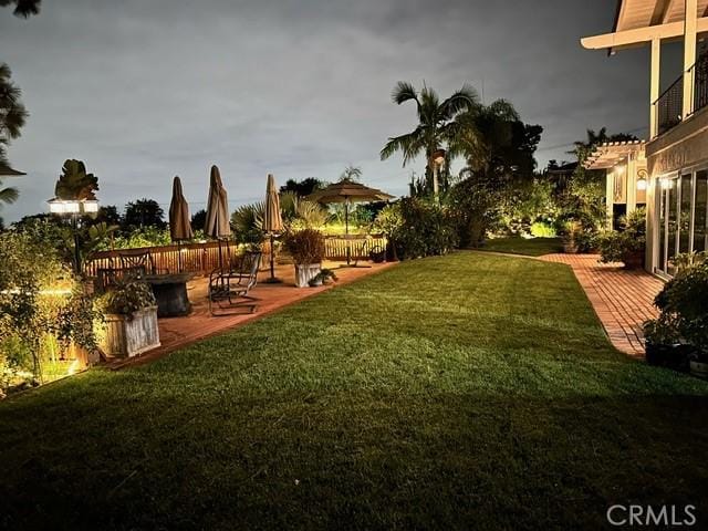 view of yard with a patio area