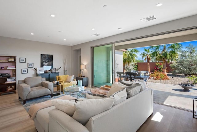 living room featuring light hardwood / wood-style flooring