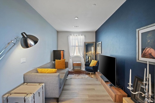 living area featuring light wood-type flooring