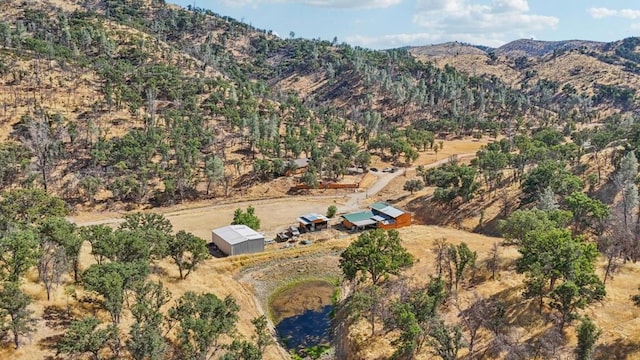 birds eye view of property featuring a mountain view