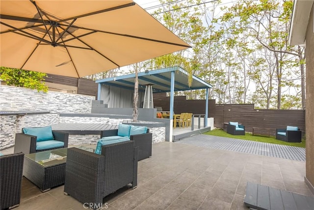 view of patio / terrace with an outdoor living space