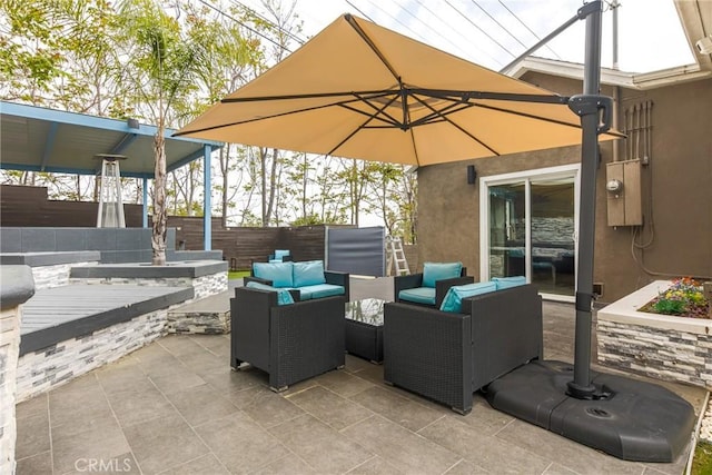 view of patio / terrace featuring an outdoor living space